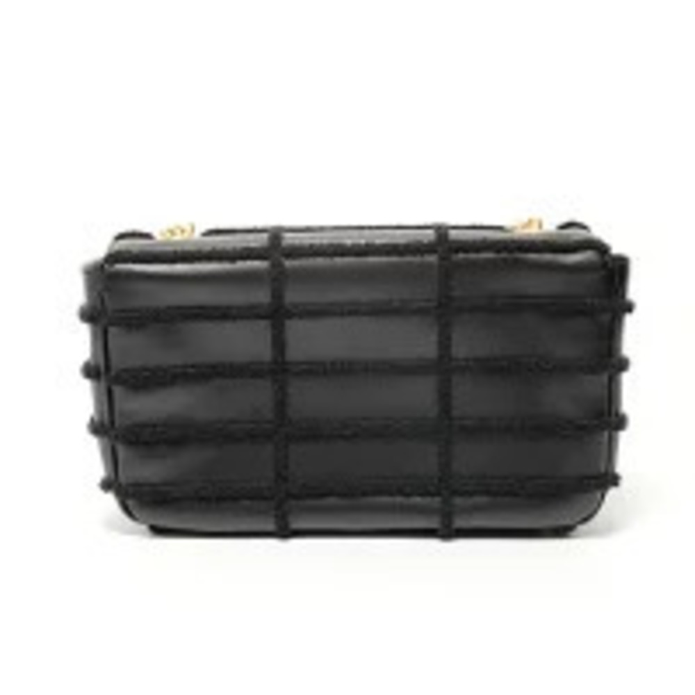 Celine Monochrome Chain Shoulder Bag Leather Black